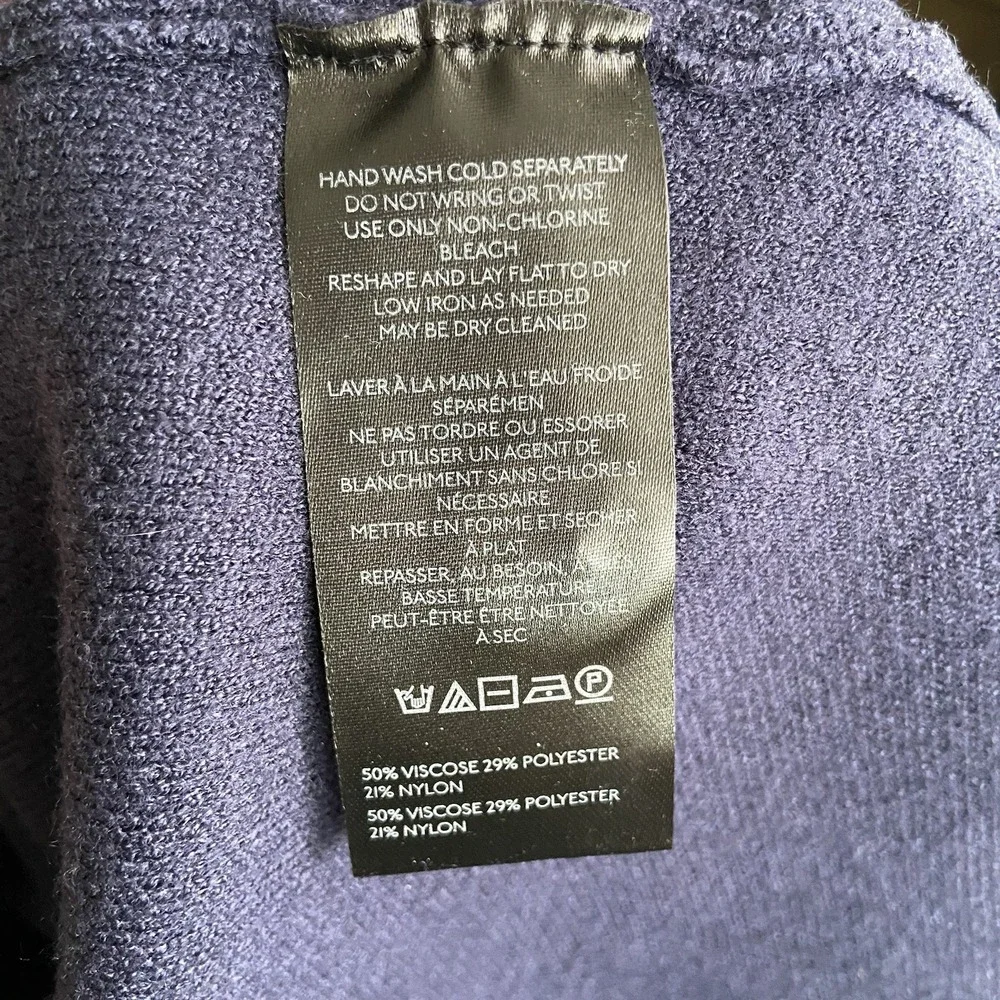 Maeve Anthropolgie  Double-Breasted Navy Blue Knit Sweater Blazer - Picture 4 of 6